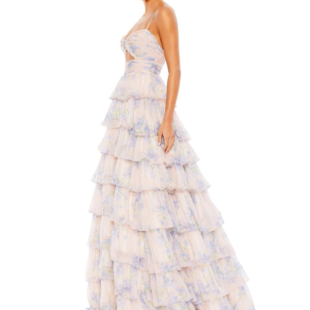 Mac Duggal Pink Tiered Prom Gown